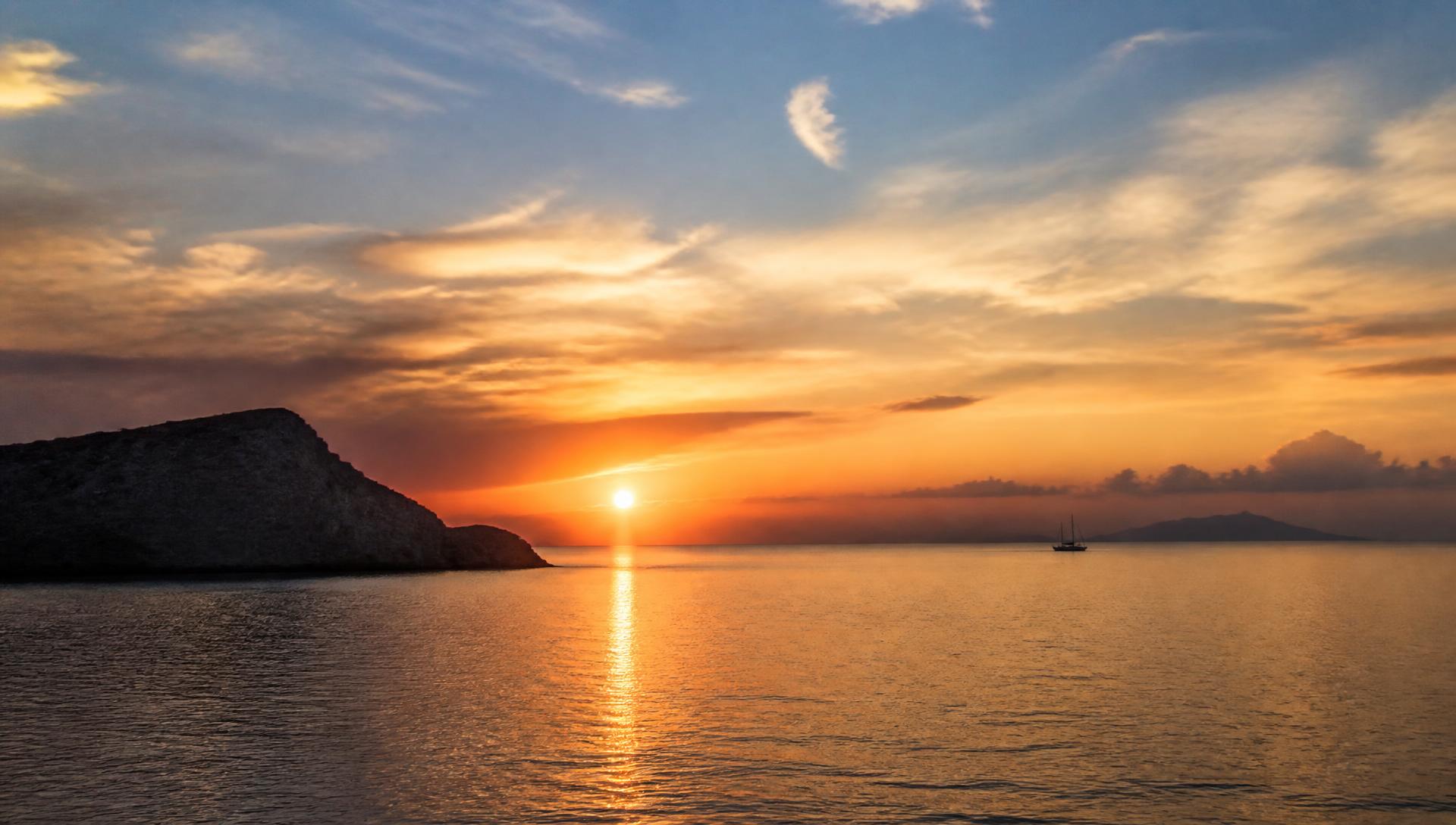 Mediterranean sunset over calm sea